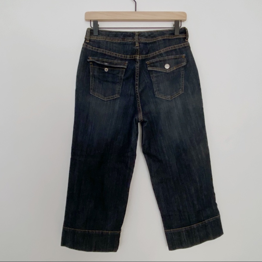 Chico’s Dark Wash Wide Leg Cropped Denim Jeans Size 4 - Picture 7 of 8